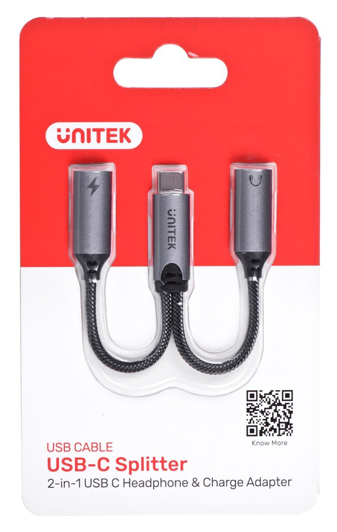 UNITEK ADAPTER USB-C - 2X USB-C, 18W, AUDIO, M206A - Zamów do 16:00, wysyłka kurierem tego samego dnia!