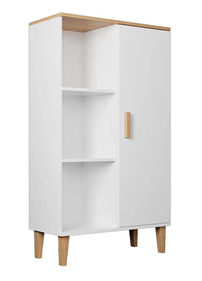 Regał Na Nowoczesny Biały Dębowych Nóżkach + Hikora E0-K09