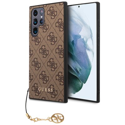 Guess Etui Hard Case 4G Charms Collection do Samsung Galaxy S23 Ultra Brązowy