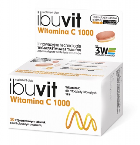 POLPHARMA Ibuvit Witamina C 1000 mg x 30 trójwarstwowych tabletek o kontrolowanym uwalnianiu