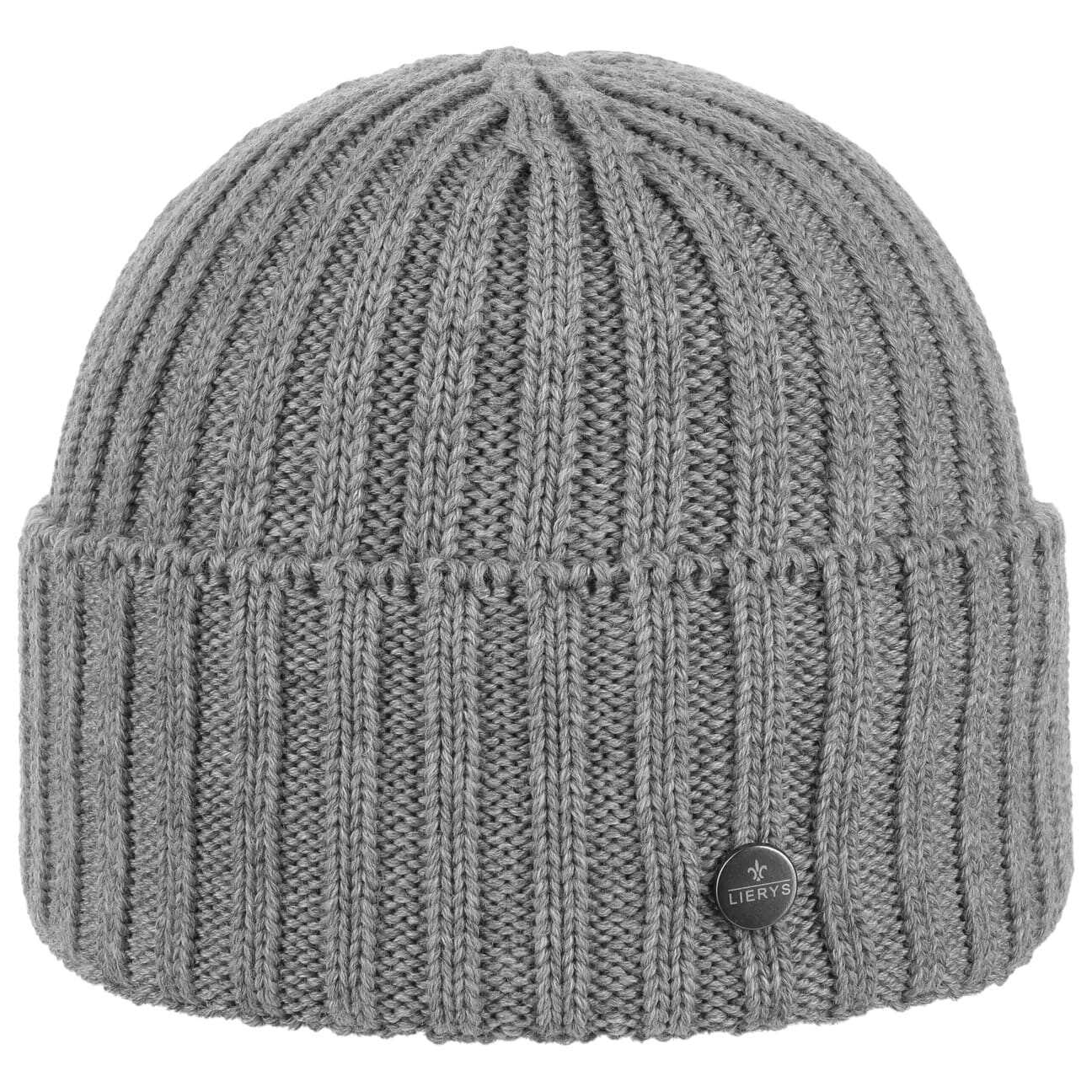Czapka Dzianinowa z Mankietem Merino by Lierys, szary, One Size