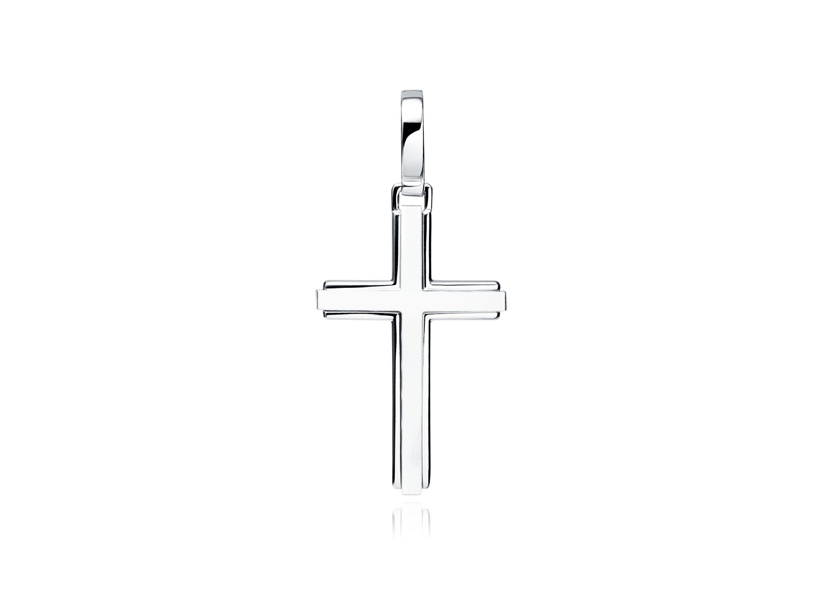 Zdjęcia - Wisiorek / naszyjnik 925 Duży srebrny rodowany gładki krzyżyk krzyż polerowany połysk srebro 