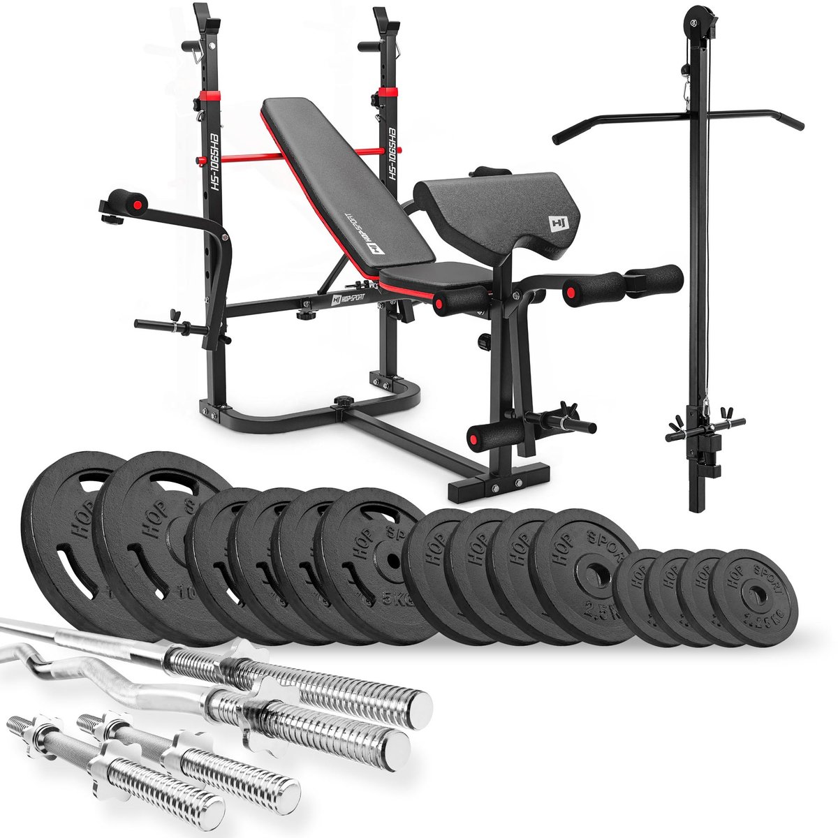 Hop-Sport Zestaw kulturystyczny Strong 76kg z ławką HS-1065 40765