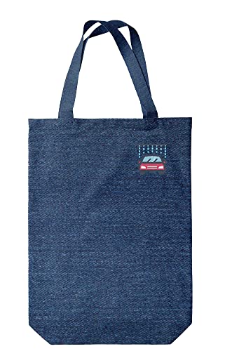 Green Fish Denim torba na zakupy z nadrukiem, nadaje się do ponownego użytku, nadaje się do prania w pralce, składana, materiałowa torba z dwoma długimi uchwytami, 22 x 26 cm