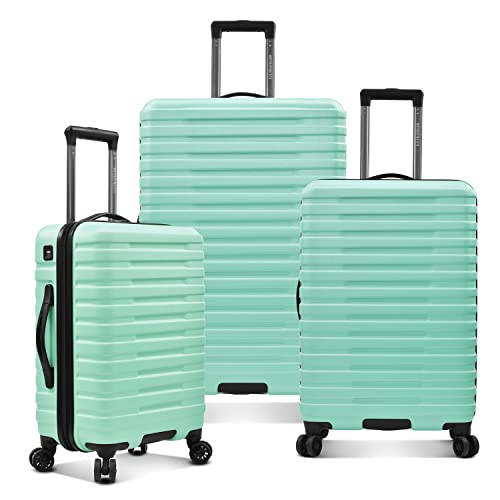 U.S. Traveler Boren poliwęglanowa twarda wytrzymała walizka podróżna bagaż z 8 kółkami obrotowymi, aluminiowy uchwyt, Miętowy, 3-Piece Set, Twardy 8-kołowy bagaż obrotowy z aluminiowym uchwytem