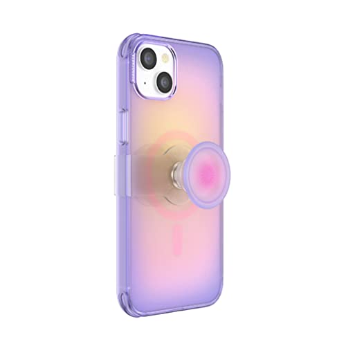 PopSockets: PopCase PlantCore dla MagSafe pokrowiec na rośliny dla iPhone 14 Plus z uchwytem i uchwytem przesuwnym PopGrip Slide z wymiennym topem - Aura