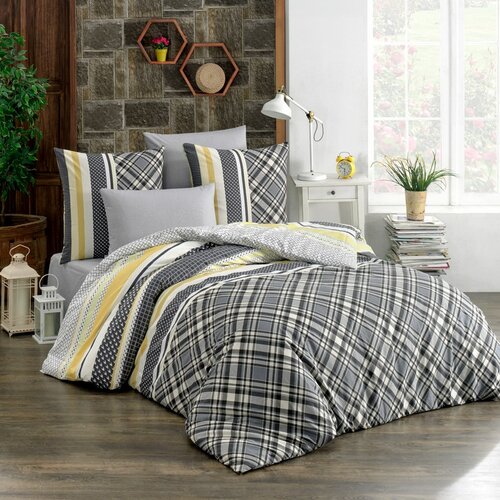 BedTex Pościel bawełniana Artemis musztardowy, 220x200 cm, 2 szt. 70x90 cm, 220x200 cm, 2 szt. 70x90 cm