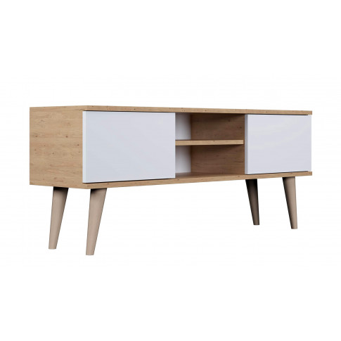 Skandynawska szafka pod telewizor dąb artisan + biały T5-E64