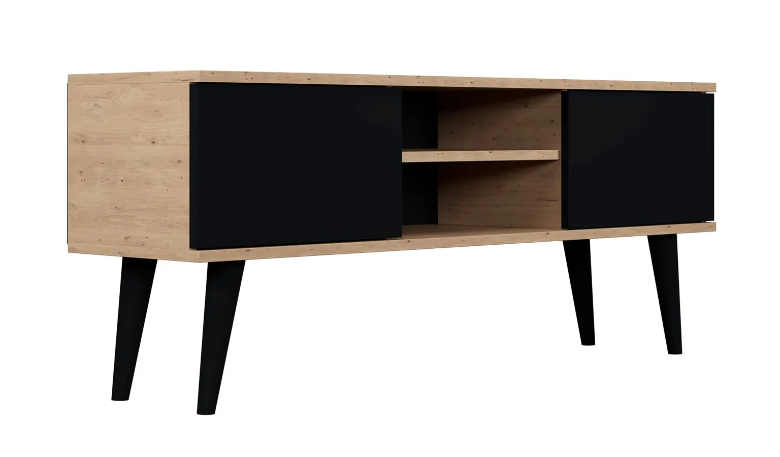 Nowoczesna szafka RTV dąb artisan + czarny D5-L61