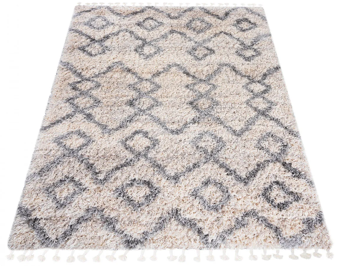 Kremowy skandynawski dywan shaggy F5-P35