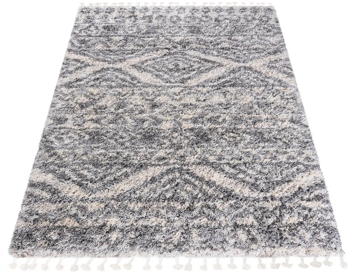Kremowy dywan shaggy do salonu boho L3-P38