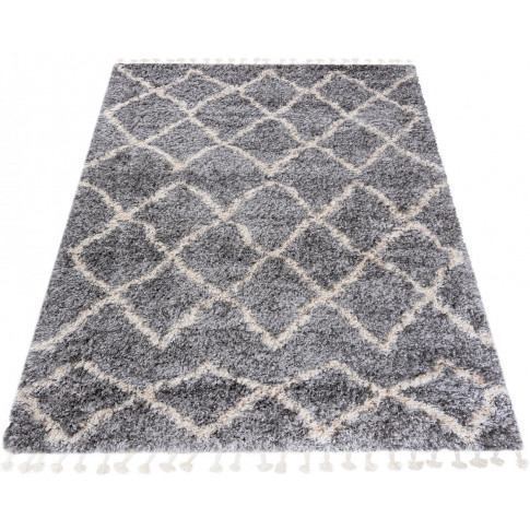 Szary dywan włochacz z frędzlami - Nikari 10X