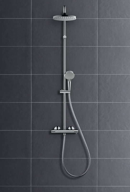 Hansgrohe Vernis Blend Zestaw prysznicowy ścienny z deszczownicą i baterią termostatyczną chrom 26276000