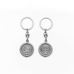 Św. Benedykt brelok obrotowy - satynowa powłoka