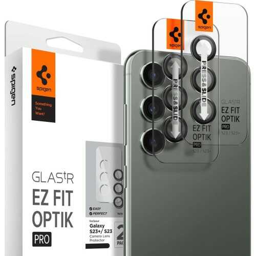 Spigen Szkło na aparat Glas.tR Ez Fit Optik Pro 2-Pack do Galaxy S23 / S23 Plus, czarne