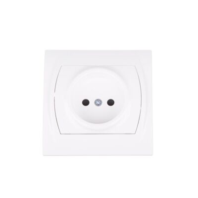 Gniazdo bez uziemienia białe Logo