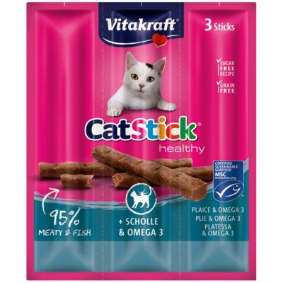 Vitakraft Cat Stick Mini kabanosy dla kota flądra z omega-3 3szt