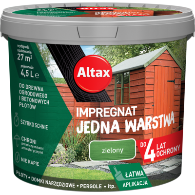 Altax Impregnat do drewna ogrodowego JEDNA WARSTWA 4,5 l Zielony