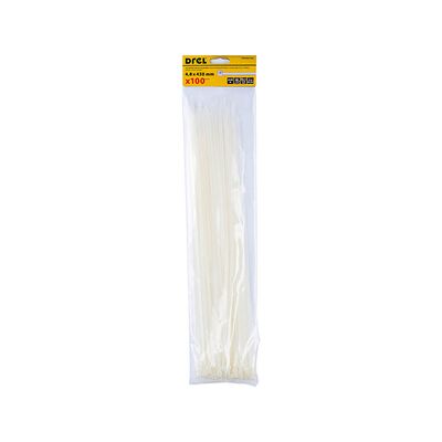 Opaska zaciskowa 4.8 x 430 mm biała nylon 100 szt. Drel