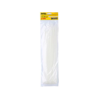 Opaska zaciskowa 4.8 x 380 mm biała nylon 100 szt. Drel