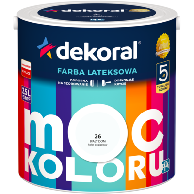 Farba lateksowa Moc Koloru Biały Dom 2,5 l Dekoral