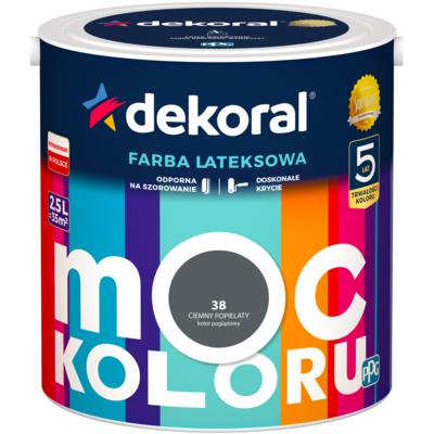 Dekoral Farba lateksowa Moc Koloru Ciemny Popielaty 2,5 l