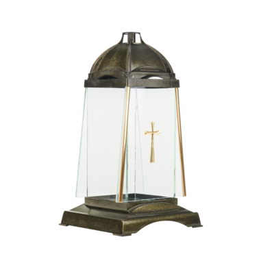 Lampion szklany z lusterkiem 31 cm Trapez mix