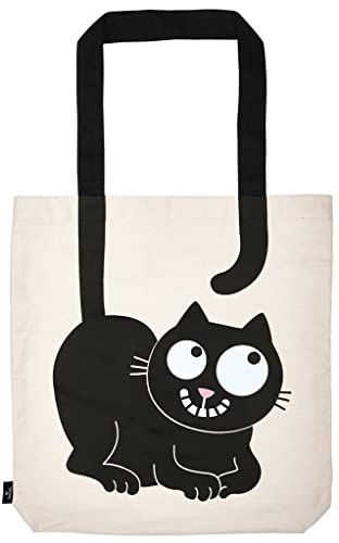 moses. Ed, the Cat Shopper Carry me, torba ze 100% bawełny, torba materiałowa na zakupy, do biura lub na uczelnię, naturalny, czarny., Współczesny