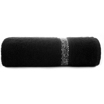 Eurofirany Ręcznik Altea 70x140 frotte czarny bordiura z melanżowym pasem 500 g/m2 MKO-400913