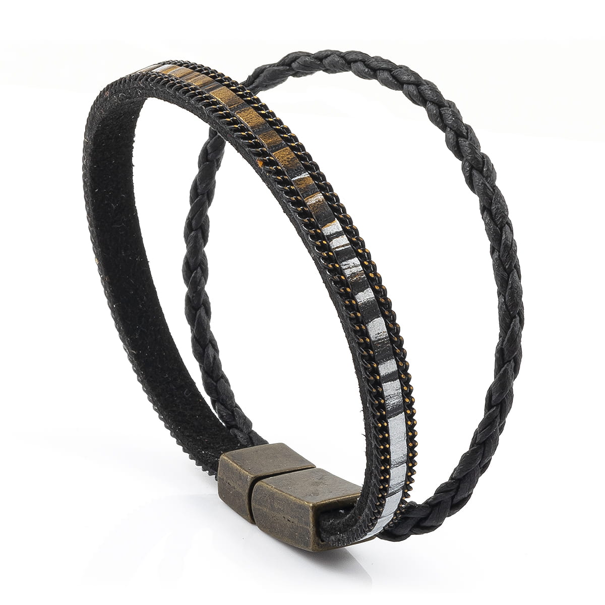 Bransoletka skórzana czarna EM 2 - EM Men's Accessories