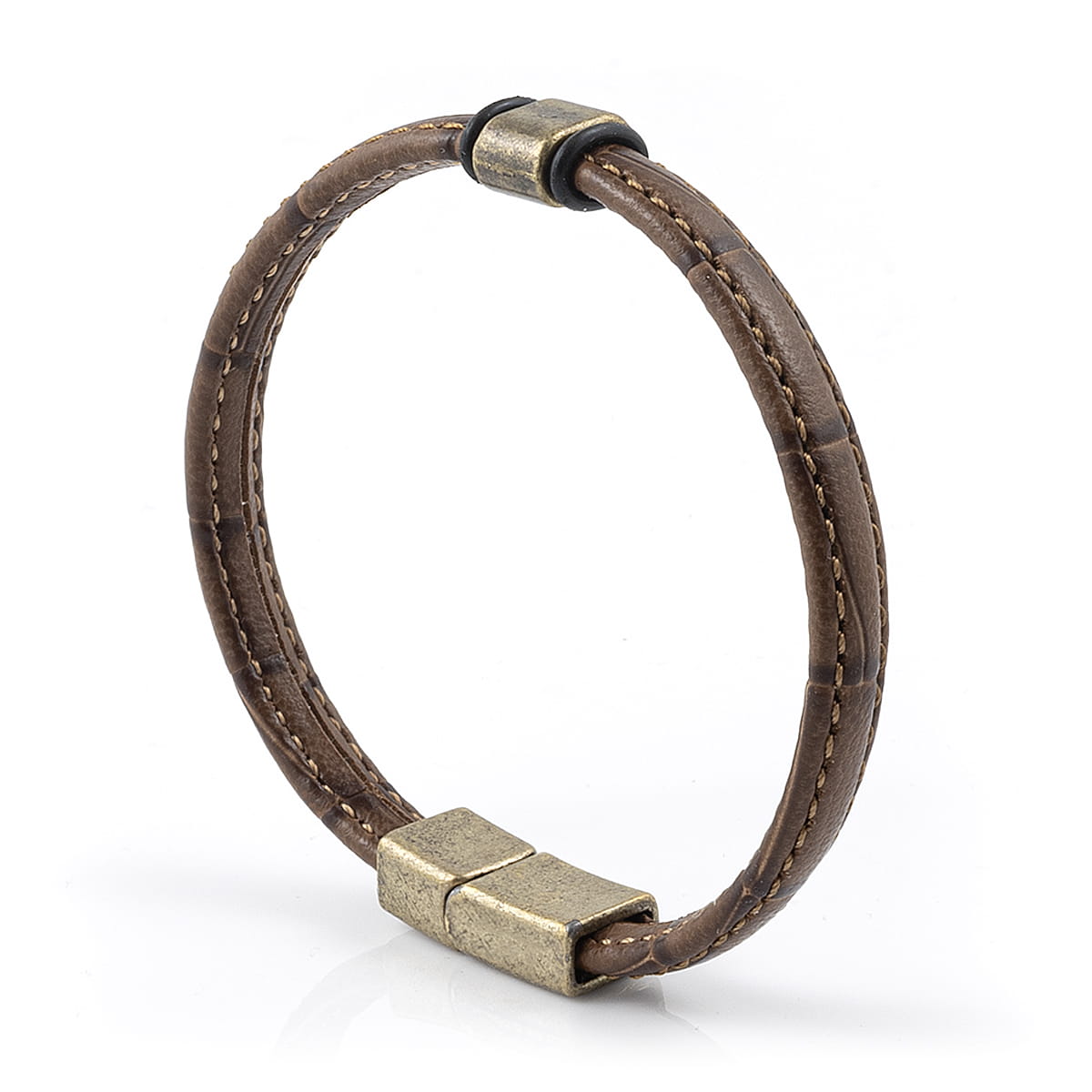Bransoletka skórzana brązowa EM 38 - EM Men's Accessories