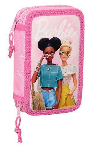 Safta BARBIE GIRL etui szkolne dla dzieci w wieku 5-14 lat, wygodne i wszechstronne, jakość i wytrzymałość, 12,5 x 4 x 19,5 cm, różowy, Różowy, Estándar, zwykły