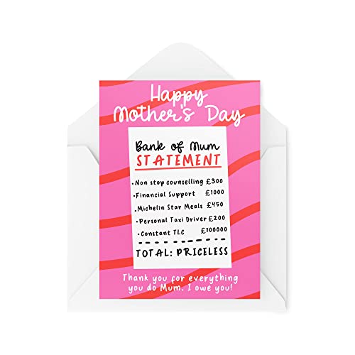 Śmieszne kartki na Dzień Matki - Bank Of Mum Thanks For Everything - Karty dla mamy - Karty dla mamy - Karta dla matki - Kartka z podziękowaniami dla mamy - CBH1581