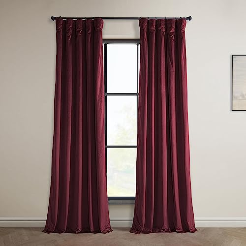 HPD Half Price Drapes VPYC-161252-108 pluszowa aksamitna zasłona (1 panel), 50 x 108, ciemna merlot