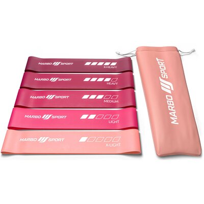 Zestaw 5 różowych taśm oporowych 600 x 50 mm - Marbo Sport