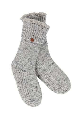 BICKLEY+MITCHELL Women's Fine Knitted Casual with Faux-Fur Lining 2044-20-11-101 skarpety wsuwane, szary melanż, jeden rozmiar