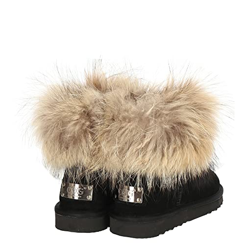 OOG Damskie buty skórzane z jagnięcą skórą naturalną, ciepłą podszewką, śniegowce, buty zimowe, rozmiar 42, Smokebeige, 40 EU