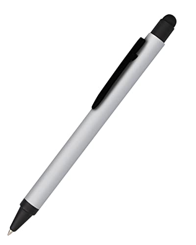 Online Długopis aluminiowy Stylus Silver, długopis z aluminium, wymienny wkład o dużej pojemności, kolor czarny, z funkcją Softtouch Feeling, rysik z rysikiem, 1 sztuka