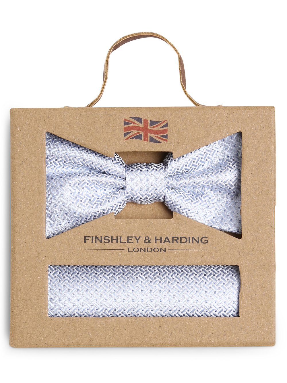 Finshley & Harding London - Muszka i poszetka męska z jedwabiu, niebieski