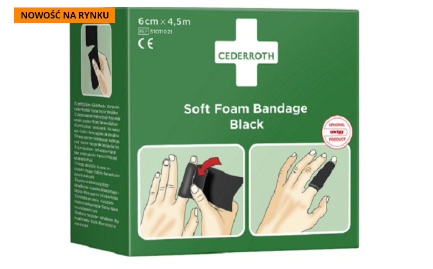 Bandaż Z Pianki Cederroth Soft Foam Bandage Black, 6 Cmx450Cm