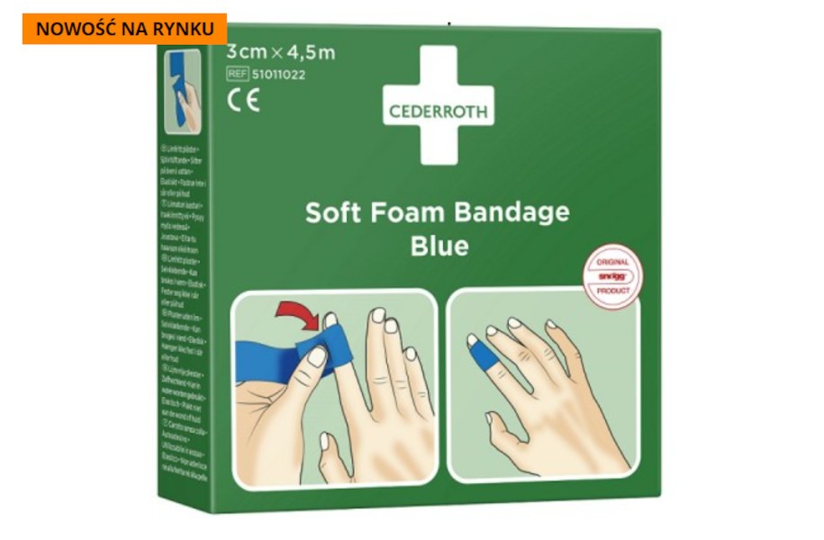 Bandaż Z Pianki Cederroth Soft Foam Bandage Blue, 3 Cmx450Cm