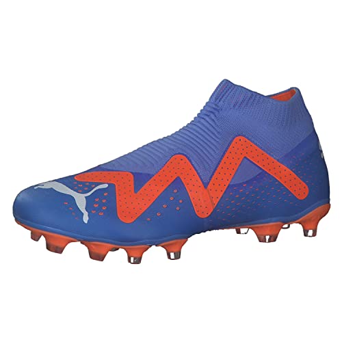 PUMA Męskie buty piłkarskie Future Match+ Ll Fg/Ag, Blue Glimmer Puma White Ultra Orange, 39 EU