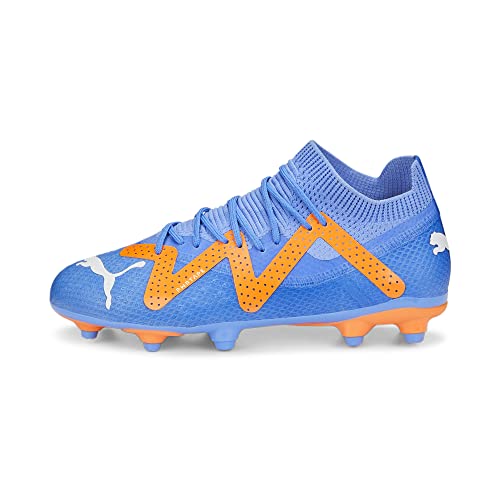 PUMA Future PRO FG/AG JR buty piłkarskie, niebieski, błyszczący, biały, pomarańczowy, 1 UK