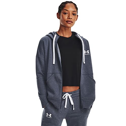 Under Armour Womens Fleece Tops Women's Ua Rival Fleece Hoodie Full Zip Hoodie, Dpg, 1356400-044, SM