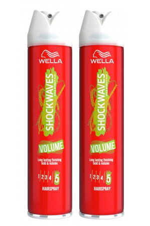 Wella Shockwaves Volume It, dwupak lakieru do włosów, 2x250ml