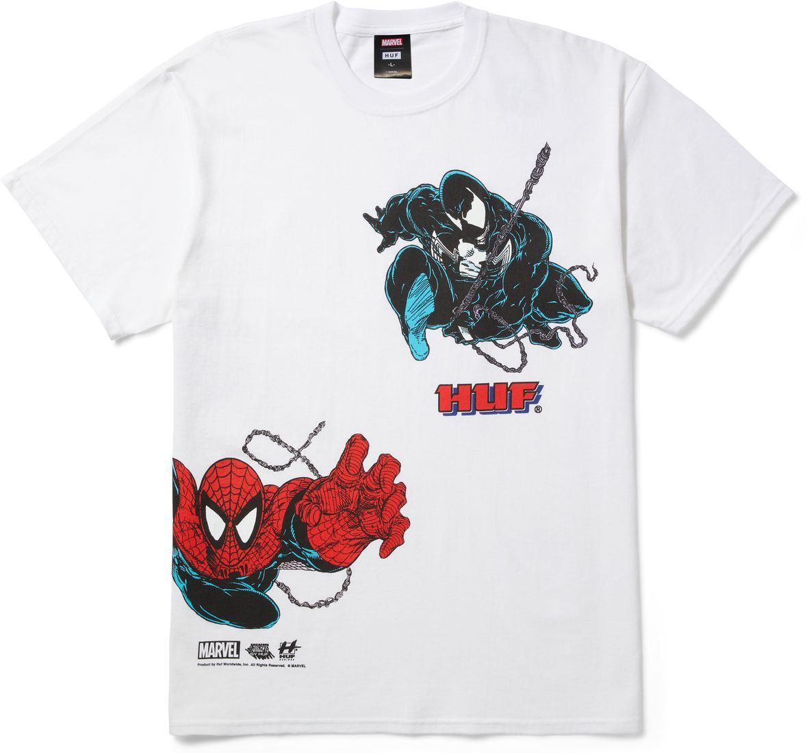 t-shirt męski HUF (MARVEL) FACE OFF TEE White