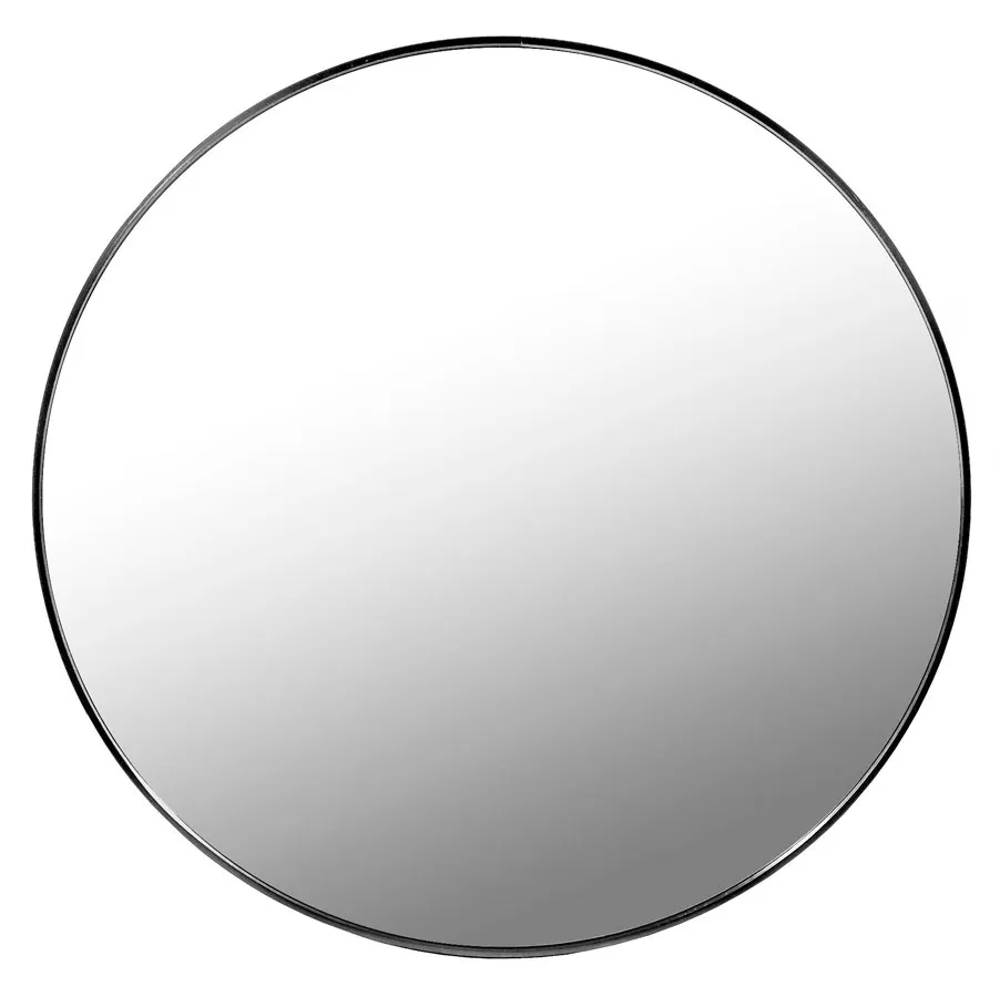 Czarne lustro w metalowej ramie okrągłe 60 cm - Enno