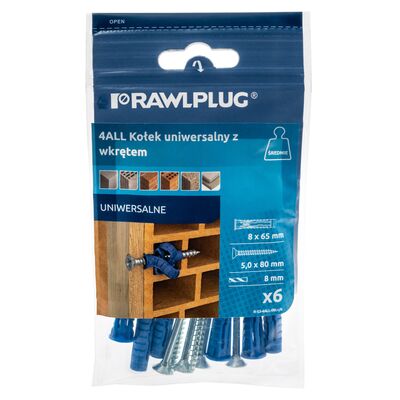 Kołek uniwersalny 4ALL 8 x 65 mm z Wkrętem, 6 szt.