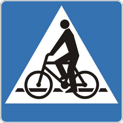 Znak drogowy informacyjny D-6A Przejazd dla rowerów