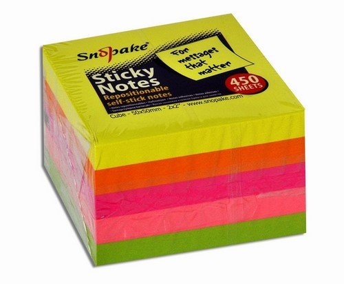 Snopake Karteczki samoprzylepne 50x50 neon 400 -